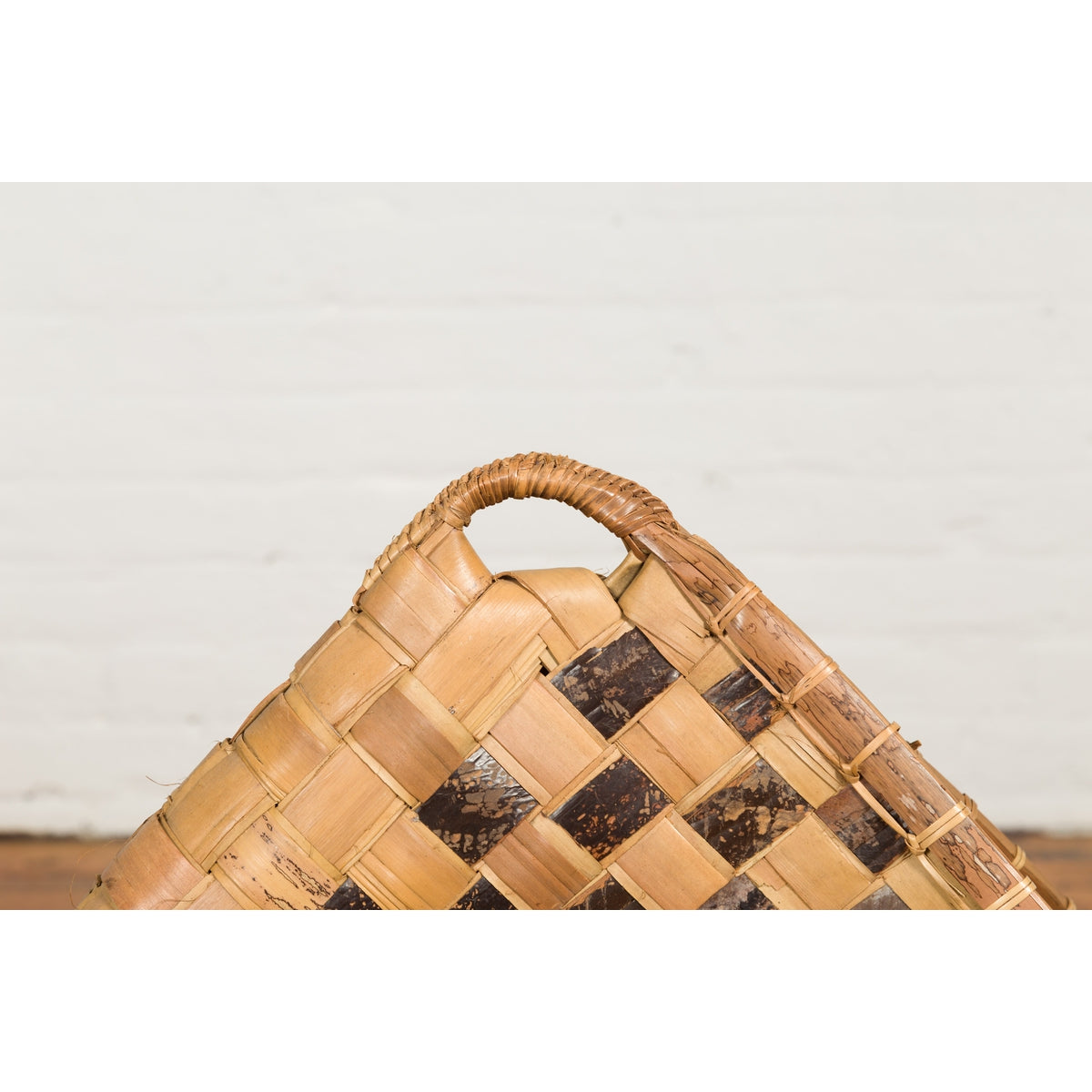 Antique Hand Woven Rustic Karagumoy Filipino Two Toned Grain Basket-3. Asian & Chinese Furniture, Art, Antiques, Vintage Home Décor for sale at FEA Home