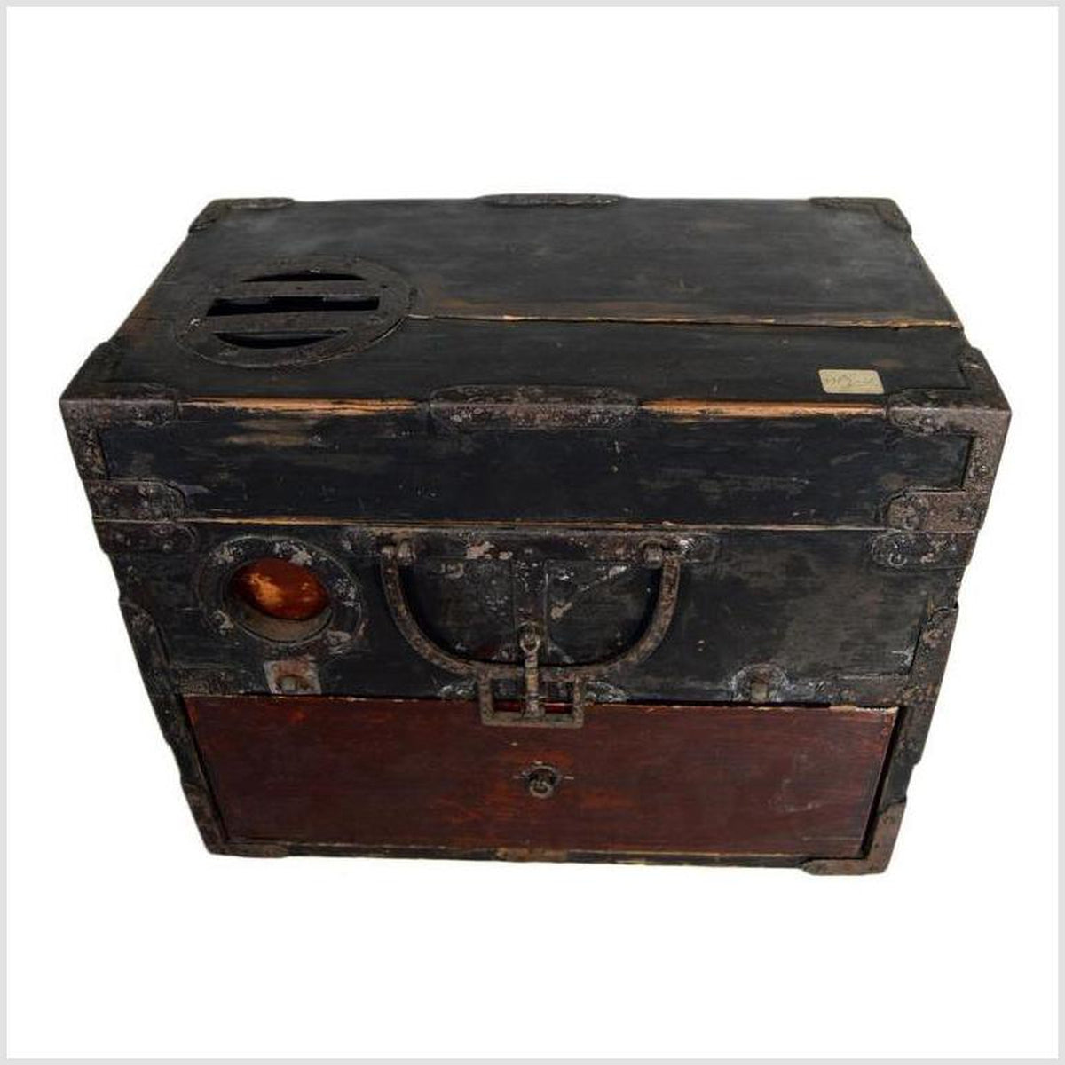 Antique Handmade Wood Money Box with Hardware from 19th Century China-3. Asian & Chinese Furniture, Art, Antiques, Vintage Home Décor for sale at FEA Home