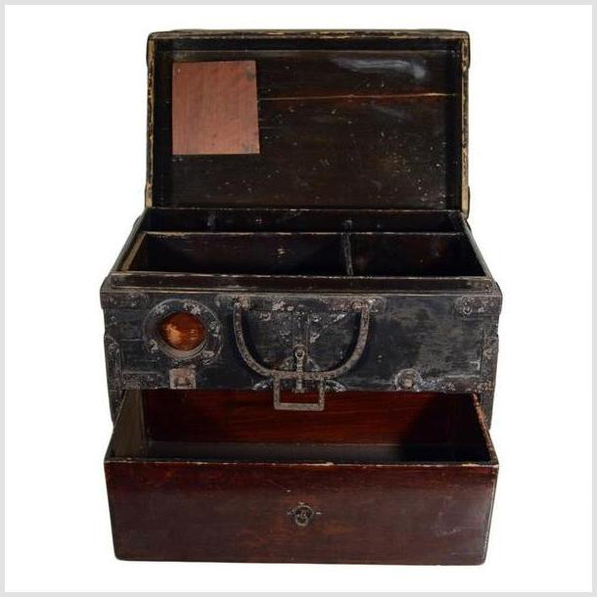 Antique Handmade Wood Money Box with Hardware from 19th Century China-7. Asian & Chinese Furniture, Art, Antiques, Vintage Home Décor for sale at FEA Home