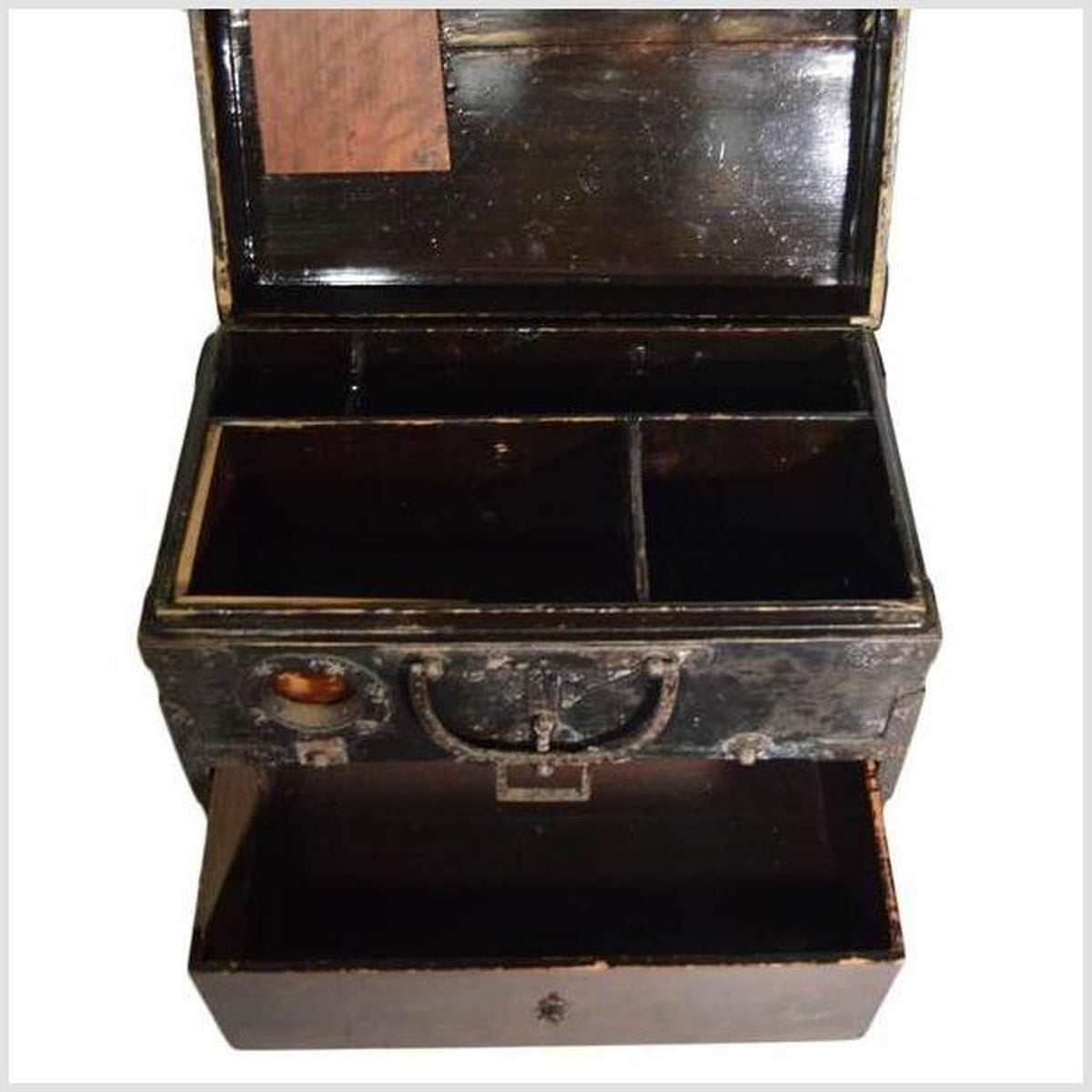 Antique Handmade Wood Money Box with Hardware from 19th Century China-8. Asian & Chinese Furniture, Art, Antiques, Vintage Home Décor for sale at FEA Home