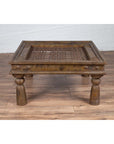 Antique Indian Brass Window Grate Coffee Table with Iron Geometric Design-12. Asian & Chinese Furniture, Art, Antiques, Vintage Home Décor for sale at FEA Home