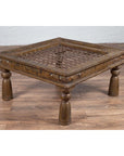 Antique Indian Brass Window Grate Coffee Table with Iron Geometric Design-14. Asian & Chinese Furniture, Art, Antiques, Vintage Home Décor for sale at FEA Home