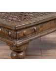 Antique Indian Brass Window Grate Coffee Table with Iron Geometric Design-16. Asian & Chinese Furniture, Art, Antiques, Vintage Home Décor for sale at FEA Home