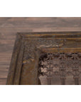 Antique Indian Brass Window Grate Coffee Table with Iron Geometric Design-6. Asian & Chinese Furniture, Art, Antiques, Vintage Home Décor for sale at FEA Home
