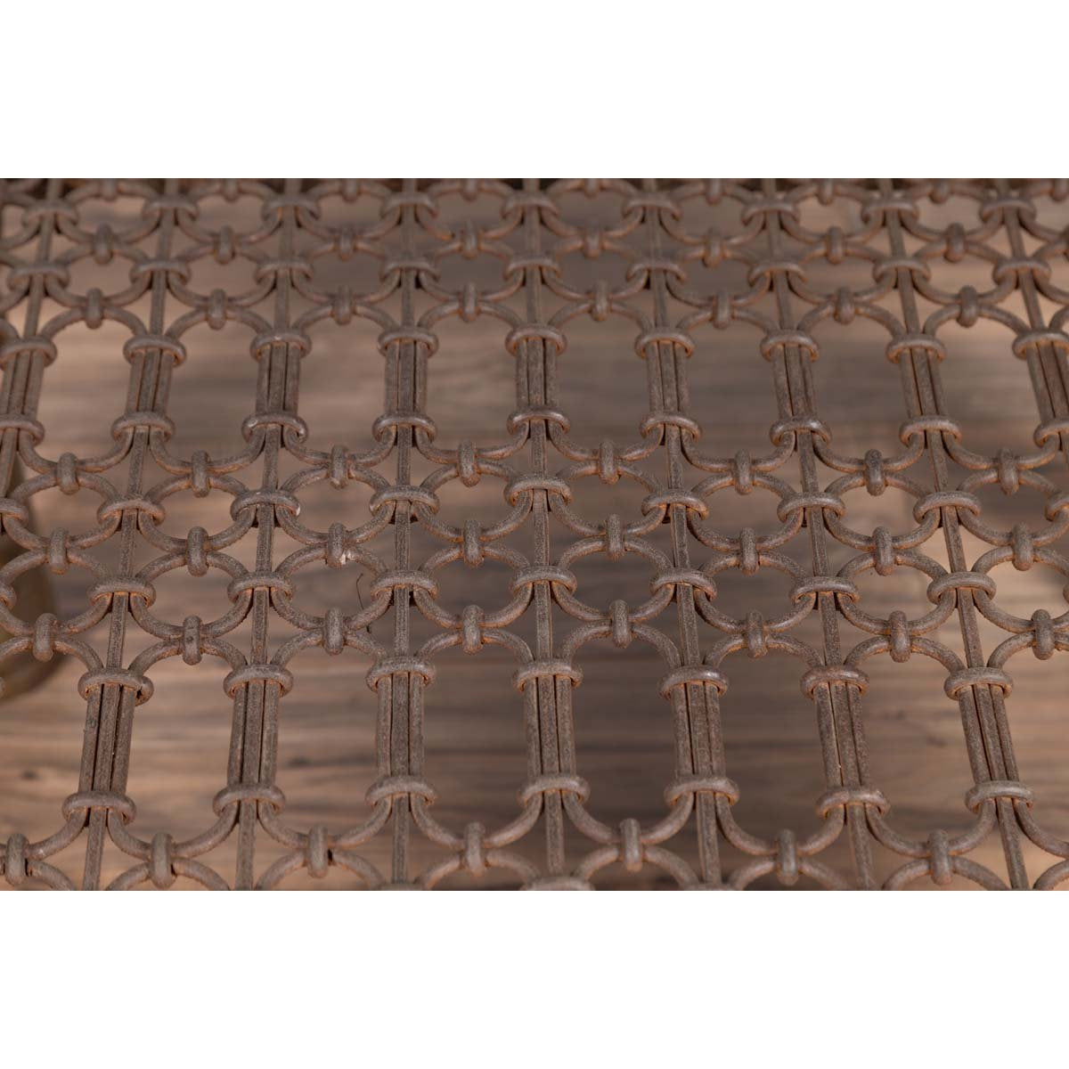 Antique Indian Brass Window Grate Coffee Table with Iron Geometric Design-7. Asian & Chinese Furniture, Art, Antiques, Vintage Home Décor for sale at FEA Home