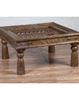 Antique Indian Brass Window Grate Coffee Table with Iron Geometric Design-10. Asian & Chinese Furniture, Art, Antiques, Vintage Home Décor for sale at FEA Home
