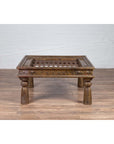 Antique Indian Brass Window Grate Coffee Table with Iron Geometric Design-2. Asian & Chinese Furniture, Art, Antiques, Vintage Home Décor for sale at FEA Home