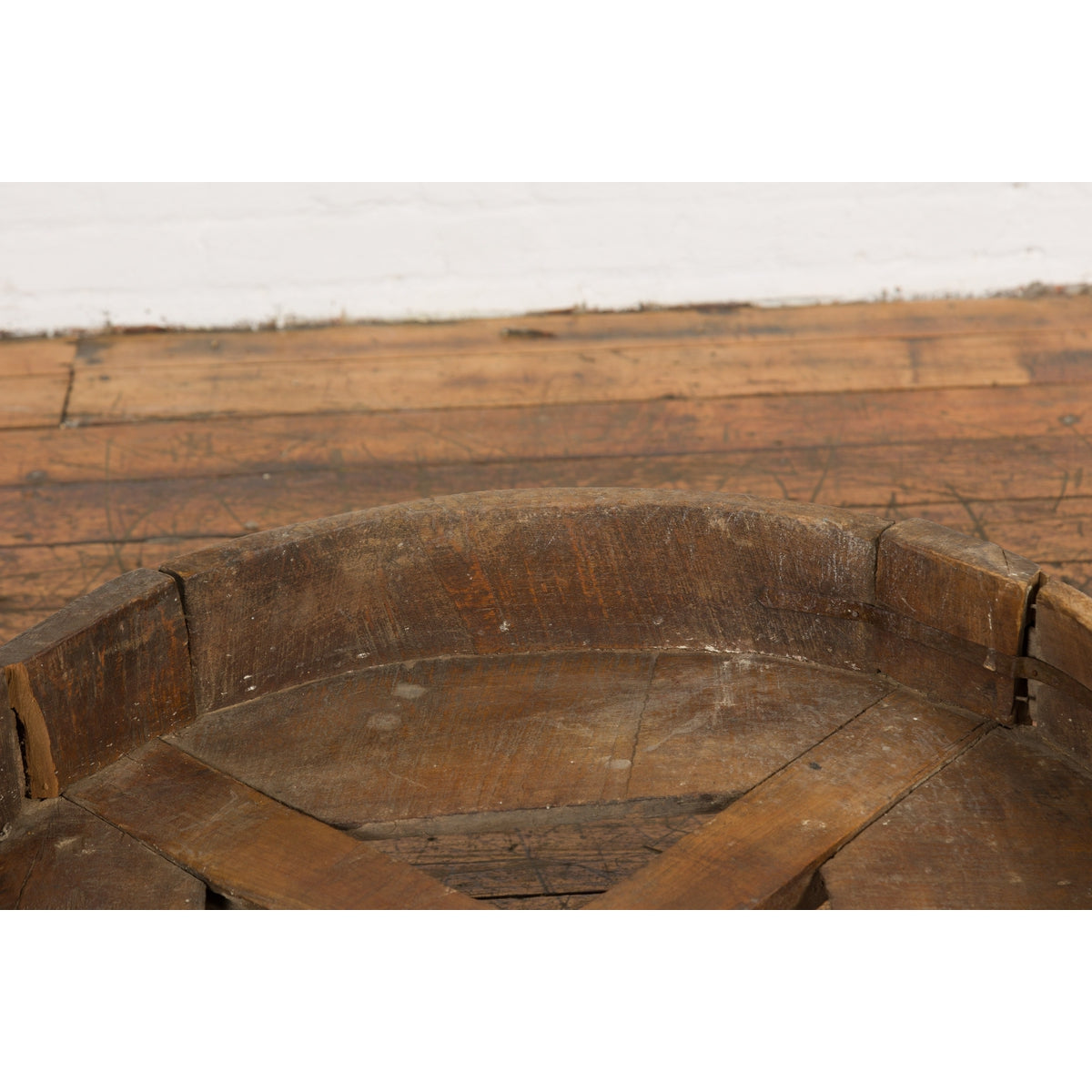 Antique Indian Chakki Grinding Table with Hand-Carved Geometric Décor-11. Asian & Chinese Furniture, Art, Antiques, Vintage Home Décor for sale at FEA Home