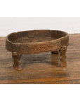 Antique Indian Chakki Grinding Table with Hand-Carved Geometric Décor-13. Asian & Chinese Furniture, Art, Antiques, Vintage Home Décor for sale at FEA Home