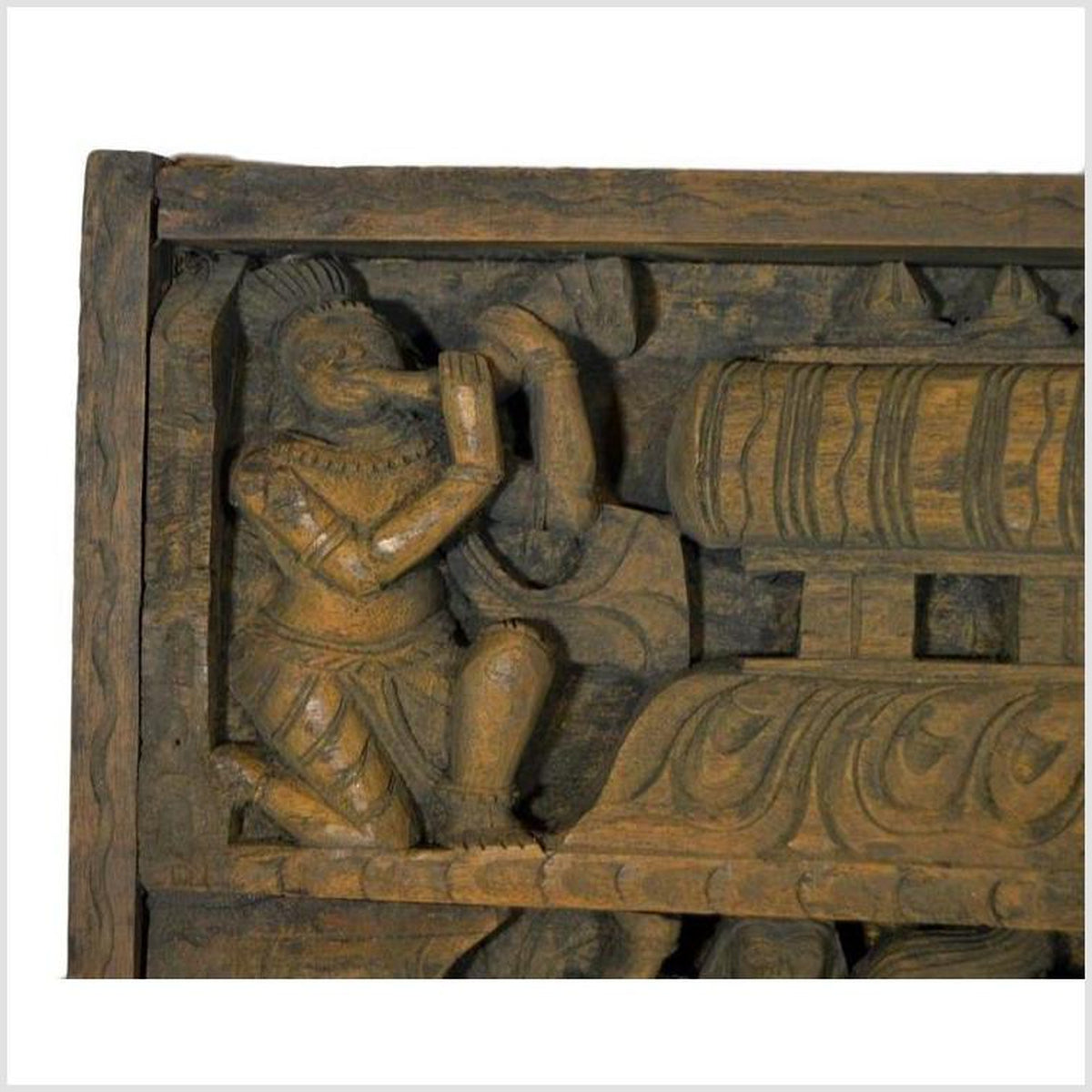 Antique Indian Hand-Carved Sheesham Religious Temple Plaque, Early 20th Century-3. Asian & Chinese Furniture, Art, Antiques, Vintage Home Décor for sale at FEA Home