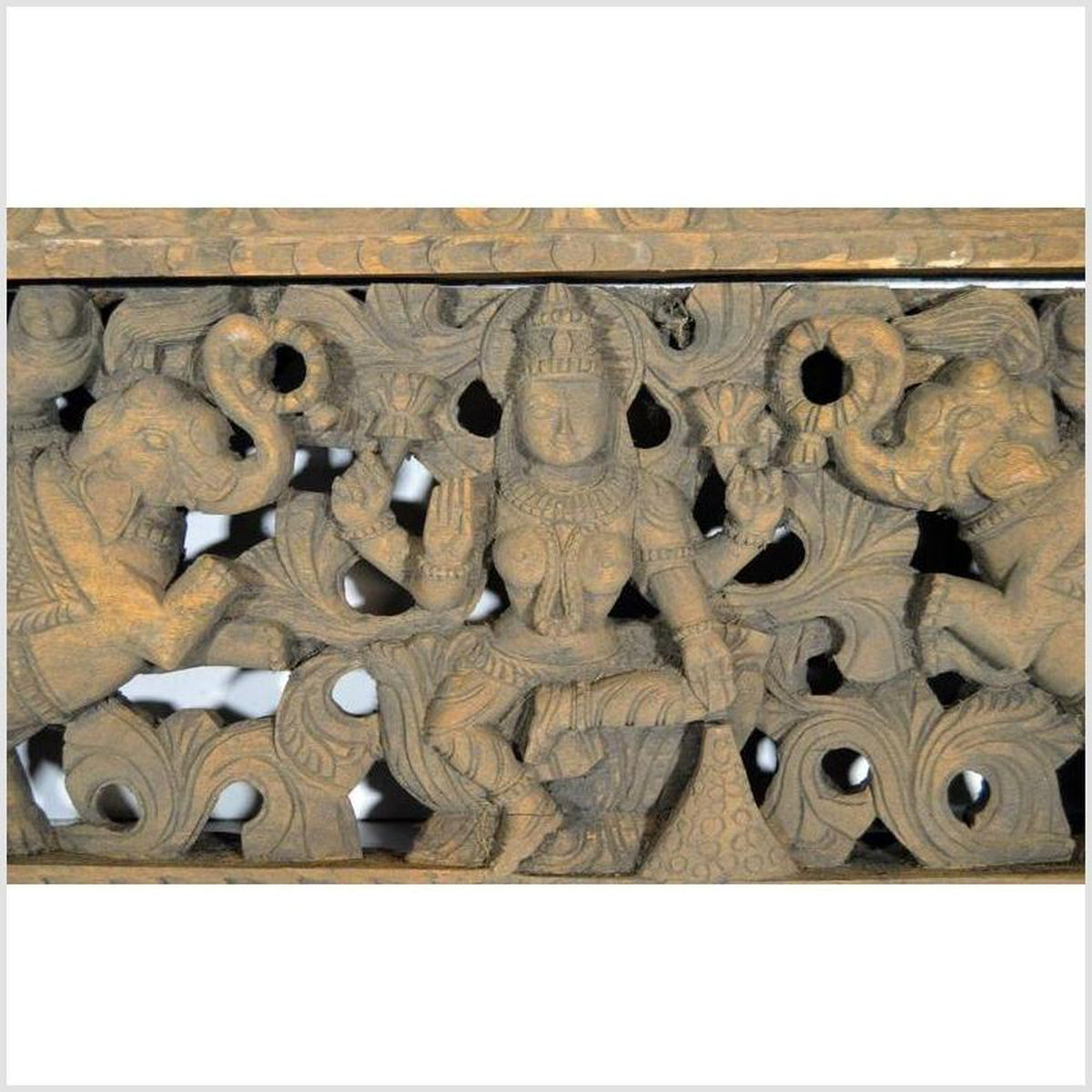 Antique Indian Hand-Carved Sheesham Religious Temple Plaque, Early 20th Century-4. Asian & Chinese Furniture, Art, Antiques, Vintage Home Décor for sale at FEA Home