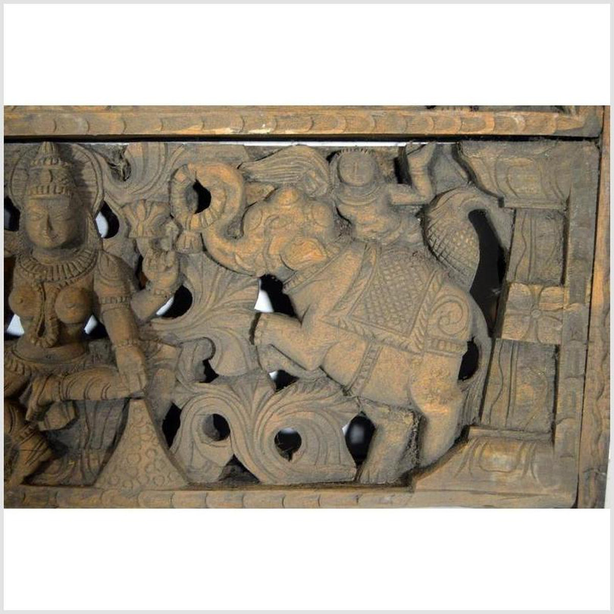Antique Indian Hand-Carved Sheesham Religious Temple Plaque, Early 20th Century-5. Asian & Chinese Furniture, Art, Antiques, Vintage Home Décor for sale at FEA Home