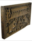Antique Indian Hand-Carved Sheesham Religious Temple Plaque, Early 20th Century-7. Asian & Chinese Furniture, Art, Antiques, Vintage Home Décor for sale at FEA Home