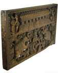 Antique Indian Hand-Carved Sheesham Religious Temple Plaque, Early 20th Century-7. Asian & Chinese Furniture, Art, Antiques, Vintage Home Décor for sale at FEA Home