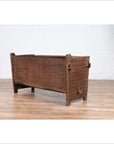 Antique Indian Rustic Wooden Planter Box with Weathered Patina and Chiseled Body-11. Asian & Chinese Furniture, Art, Antiques, Vintage Home Décor for sale at FEA Home