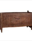 Antique Indian Rustic Wooden Planter Box with Weathered Patina and Chiseled Body-1. Asian & Chinese Furniture, Art, Antiques, Vintage Home Décor for sale at FEA Home
