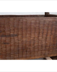 Antique Indian Rustic Wooden Planter Box with Weathered Patina and Chiseled Body-6. Asian & Chinese Furniture, Art, Antiques, Vintage Home Décor for sale at FEA Home