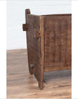 Antique Indian Rustic Wooden Planter Box with Weathered Patina and Chiseled Body-7. Asian & Chinese Furniture, Art, Antiques, Vintage Home Décor for sale at FEA Home