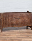 Antique Indian Rustic Wooden Planter Box with Weathered Patina and Chiseled Body-9. Asian & Chinese Furniture, Art, Antiques, Vintage Home Décor for sale at FEA Home