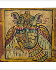 Colorful painted wood shrine from New Delhi, India, decorated with folk art of a two-headed fish, antique finish.