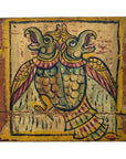 Colorful painted wood shrine from New Delhi, India, decorated with folk art of a two-headed fish, antique finish.