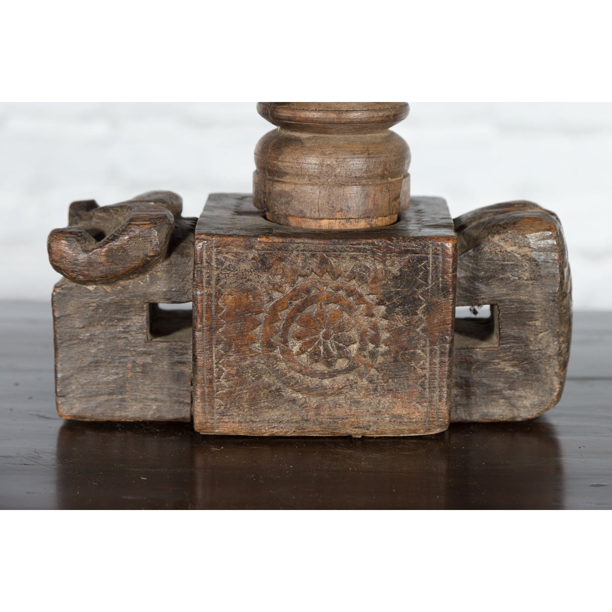 Indian Wooden Noodle Grinder with Rams-3. Asian & Chinese Furniture, Art, Antiques, Vintage Home Décor for sale at FEA Home