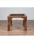 Antique Indian Wooden Side Table with Window Grate and Turned Baluster Legs-11. Asian & Chinese Furniture, Art, Antiques, Vintage Home Décor for sale at FEA Home