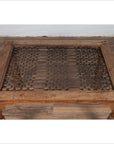 Antique Indian Wooden Side Table with Window Grate and Turned Baluster Legs-5. Asian & Chinese Furniture, Art, Antiques, Vintage Home Décor for sale at FEA Home