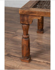 Antique Indian Wooden Side Table with Window Grate and Turned Baluster Legs-6. Asian & Chinese Furniture, Art, Antiques, Vintage Home Décor for sale at FEA Home