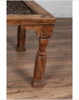 Antique Indian Wooden Side Table with Window Grate and Turned Baluster Legs-7. Asian & Chinese Furniture, Art, Antiques, Vintage Home Décor for sale at FEA Home
