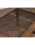 Antique Indian Wooden Side Table with Window Grate and Turned Baluster Legs-9. Asian & Chinese Furniture, Art, Antiques, Vintage Home Décor for sale at FEA Home