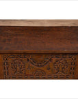 Antique Indonesian Decorative Wooden Box with Carved Flowers and Architecture-11. Asian & Chinese Furniture, Art, Antiques, Vintage Home Décor for sale at FEA Home