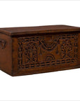 Antique Indonesian Decorative Wooden Box with Carved Flowers and Architecture-1. Asian & Chinese Furniture, Art, Antiques, Vintage Home Décor for sale at FEA Home