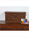 Antique Indonesian Decorative Wooden Box with Carved Flowers and Architecture-4. Asian & Chinese Furniture, Art, Antiques, Vintage Home Décor for sale at FEA Home