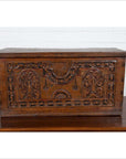 Antique Indonesian Decorative Wooden Box with Carved Flowers and Architecture-6. Asian & Chinese Furniture, Art, Antiques, Vintage Home Décor for sale at FEA Home