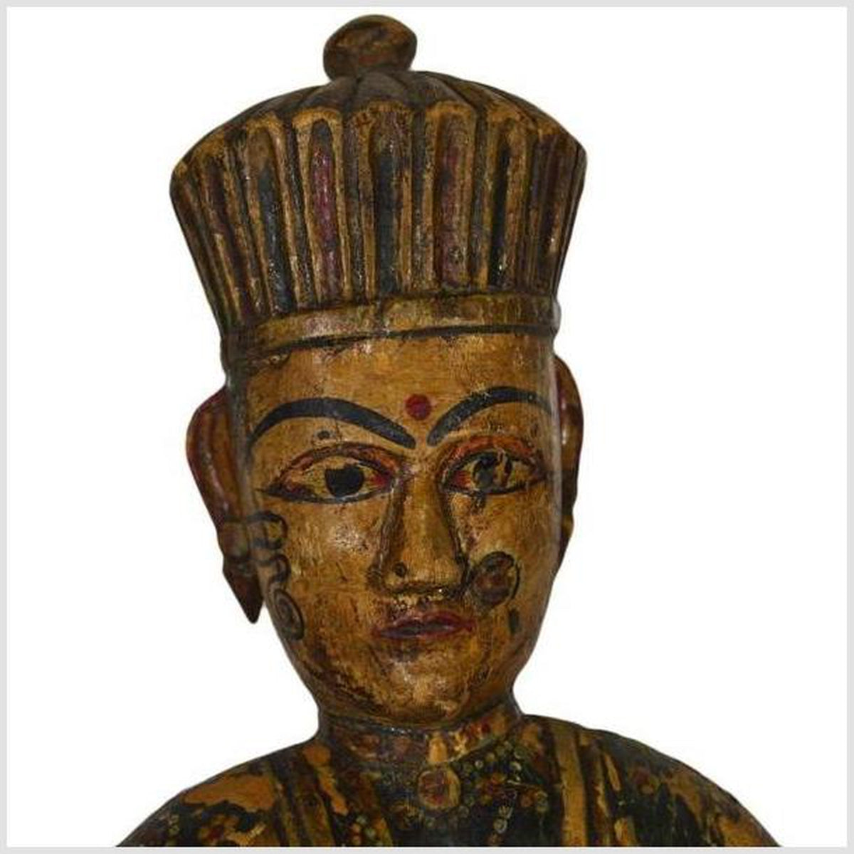 Antique Indonesian Hand-Carved and Hand-Painted Temple Statue, 18th Century-6. Asian & Chinese Furniture, Art, Antiques, Vintage Home Décor for sale at FEA Home