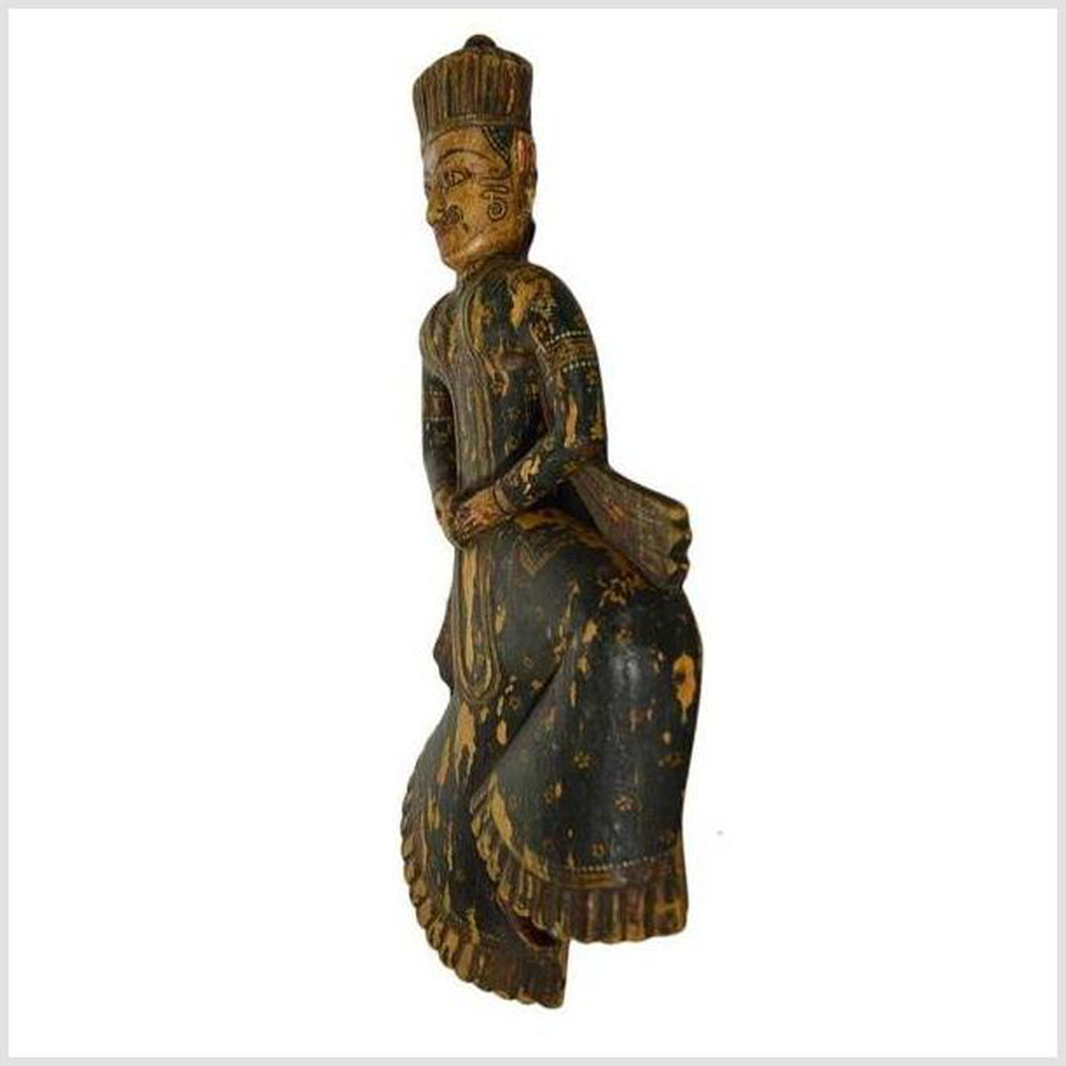 Antique Indonesian Hand-Carved and Hand-Painted Temple Statue, 18th Century-7. Asian & Chinese Furniture, Art, Antiques, Vintage Home Décor for sale at FEA Home