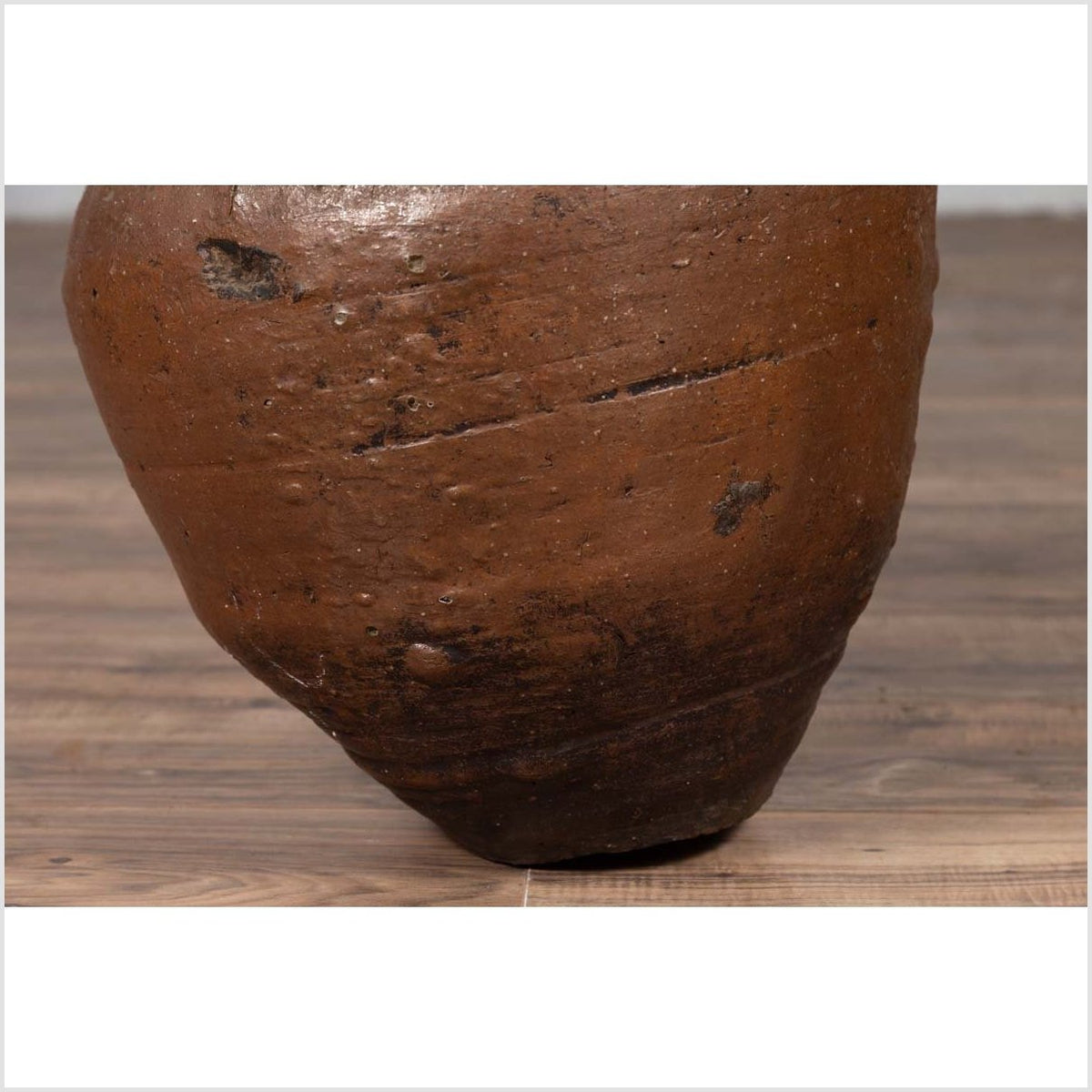 Antique Japanese Brown Oil Jar with Weathered Appearance and Irregular Shape-11. Asian & Chinese Furniture, Art, Antiques, Vintage Home Décor for sale at FEA Home