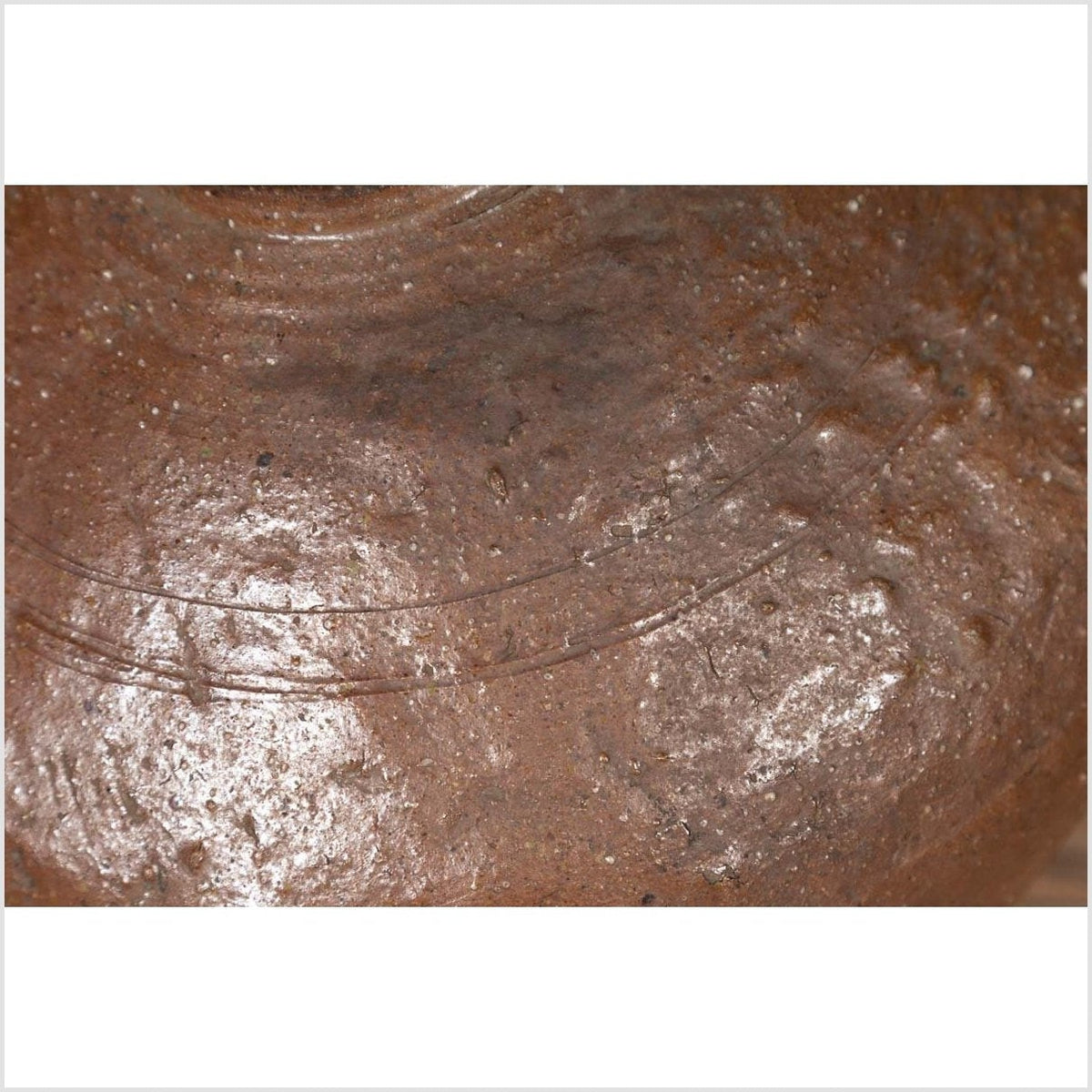 Antique Japanese Brown Oil Jar with Weathered Appearance and Irregular Shape-12. Asian & Chinese Furniture, Art, Antiques, Vintage Home Décor for sale at FEA Home
