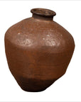 Antique Japanese Brown Oil Jar with Weathered Appearance and Irregular Shape-1. Asian & Chinese Furniture, Art, Antiques, Vintage Home Décor for sale at FEA Home