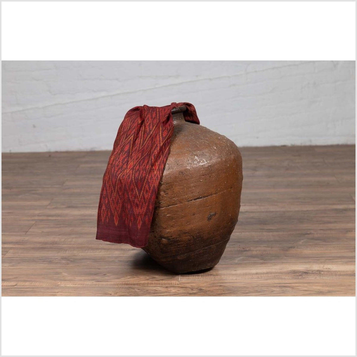 Antique Japanese Brown Oil Jar with Weathered Appearance and Irregular Shape-3. Asian & Chinese Furniture, Art, Antiques, Vintage Home Décor for sale at FEA Home