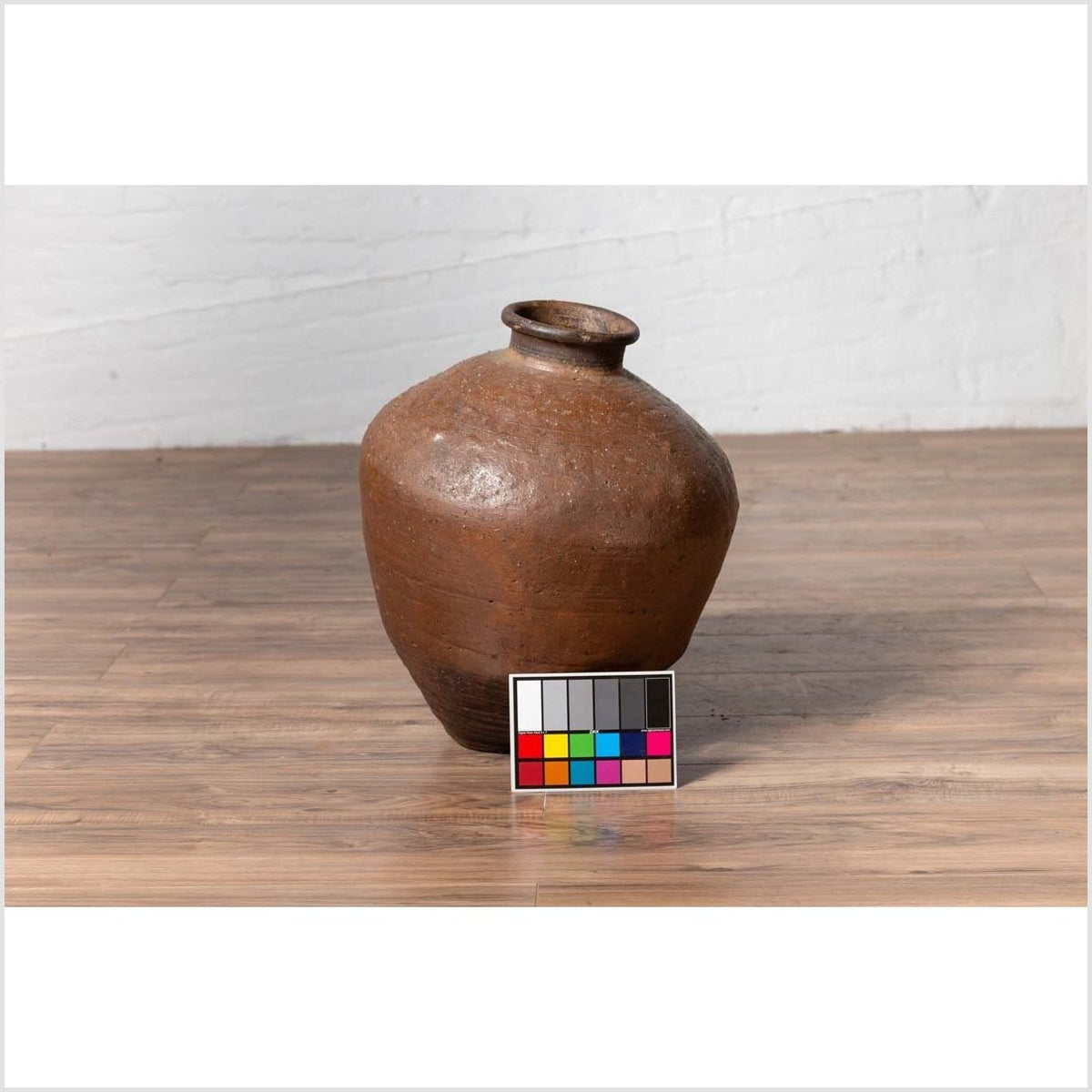 Antique Japanese Brown Oil Jar with Weathered Appearance and Irregular Shape-4. Asian & Chinese Furniture, Art, Antiques, Vintage Home Décor for sale at FEA Home