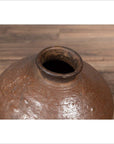 Antique Japanese Brown Oil Jar with Weathered Appearance and Irregular Shape-5. Asian & Chinese Furniture, Art, Antiques, Vintage Home Décor for sale at FEA Home