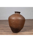 Antique Japanese Brown Oil Jar with Weathered Appearance and Irregular Shape-9. Asian & Chinese Furniture, Art, Antiques, Vintage Home Décor for sale at FEA Home