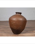 Antique Japanese Brown Oil Jar with Weathered Appearance and Irregular Shape-9. Asian & Chinese Furniture, Art, Antiques, Vintage Home Décor for sale at FEA Home