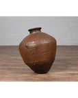 Antique Japanese Brown Oil Jar with Weathered Appearance and Irregular Shape-10. Asian & Chinese Furniture, Art, Antiques, Vintage Home Décor for sale at FEA Home