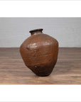 Antique Japanese Brown Oil Jar with Weathered Appearance and Irregular Shape-10. Asian & Chinese Furniture, Art, Antiques, Vintage Home Décor for sale at FEA Home
