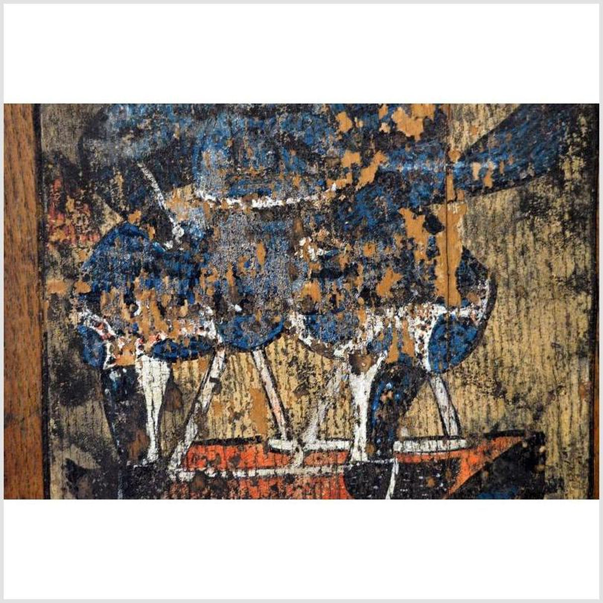 Antique Japanese Meiji Period Painted Wood Sign with a Samurai, 19th Century-4. Asian & Chinese Furniture, Art, Antiques, Vintage Home Décor for sale at FEA Home