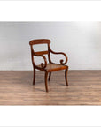 Antique Javanese Wooden Armchair with Carved Back, Curving Arms and Rattan Seat-10. Asian & Chinese Furniture, Art, Antiques, Vintage Home Décor for sale at FEA Home