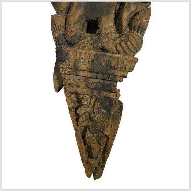 Antique Burmese Temple Carving – Mirrored Guardian Relief, Stylized Headgear-5. Asian & Chinese Furniture, Art, Antiques, Vintage Home Décor for sale at FEA Home